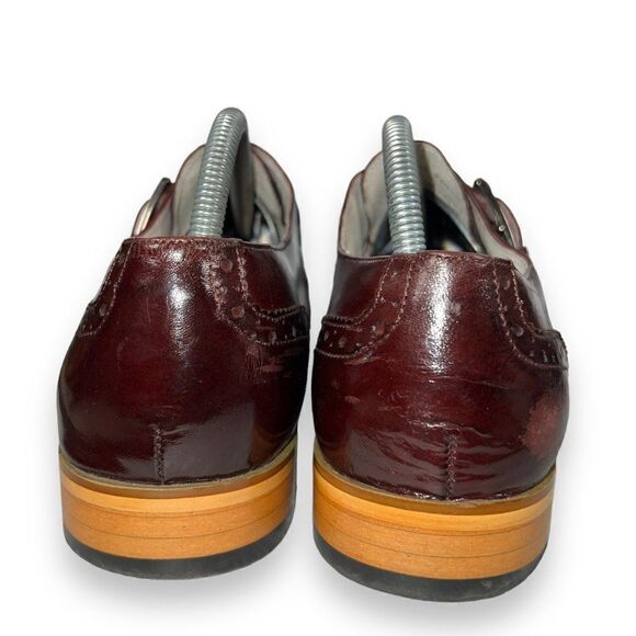 Giovanni Baron Monk Strap Wingtip Loafers Burgundy Leather Men's 9 - Picture 5 of 12